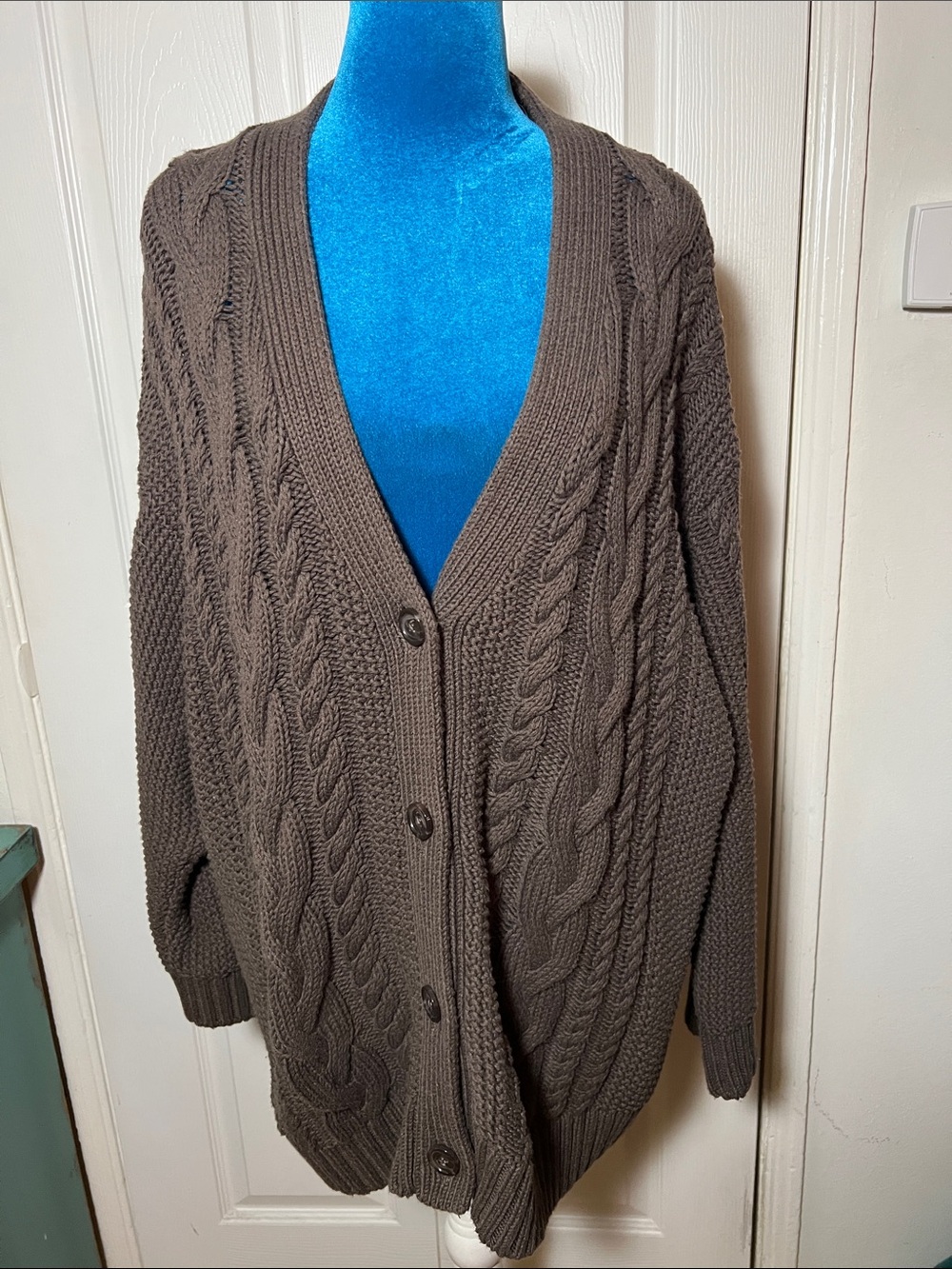 Quince Oversized Chunky Cable Knit Cardigan Sweater Women’s Medium
